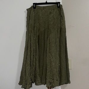 COLDWATER CREEK Women's 100% Rayon A-Line Flare Skirt Green PL Floral Print